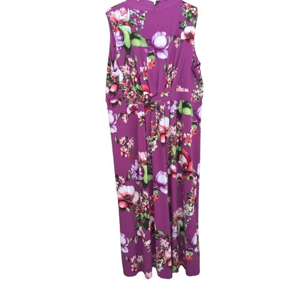 Chico’s Purple Floral Maxi Dress Summer Sleeveless Size 22 V-Neck Long Knit NEW - Picture 6 of 10